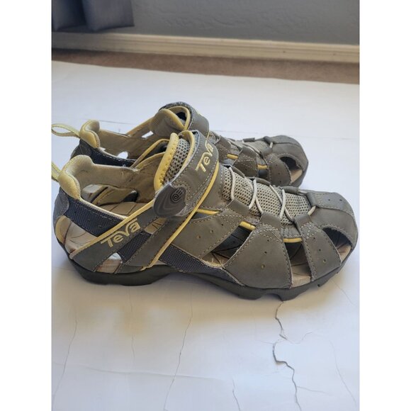 TEVA Deacon Mermaid Women Gray Yellow Fisherman Sandal Shoe Size 6 Hiking Casual - Picture 3 of 8